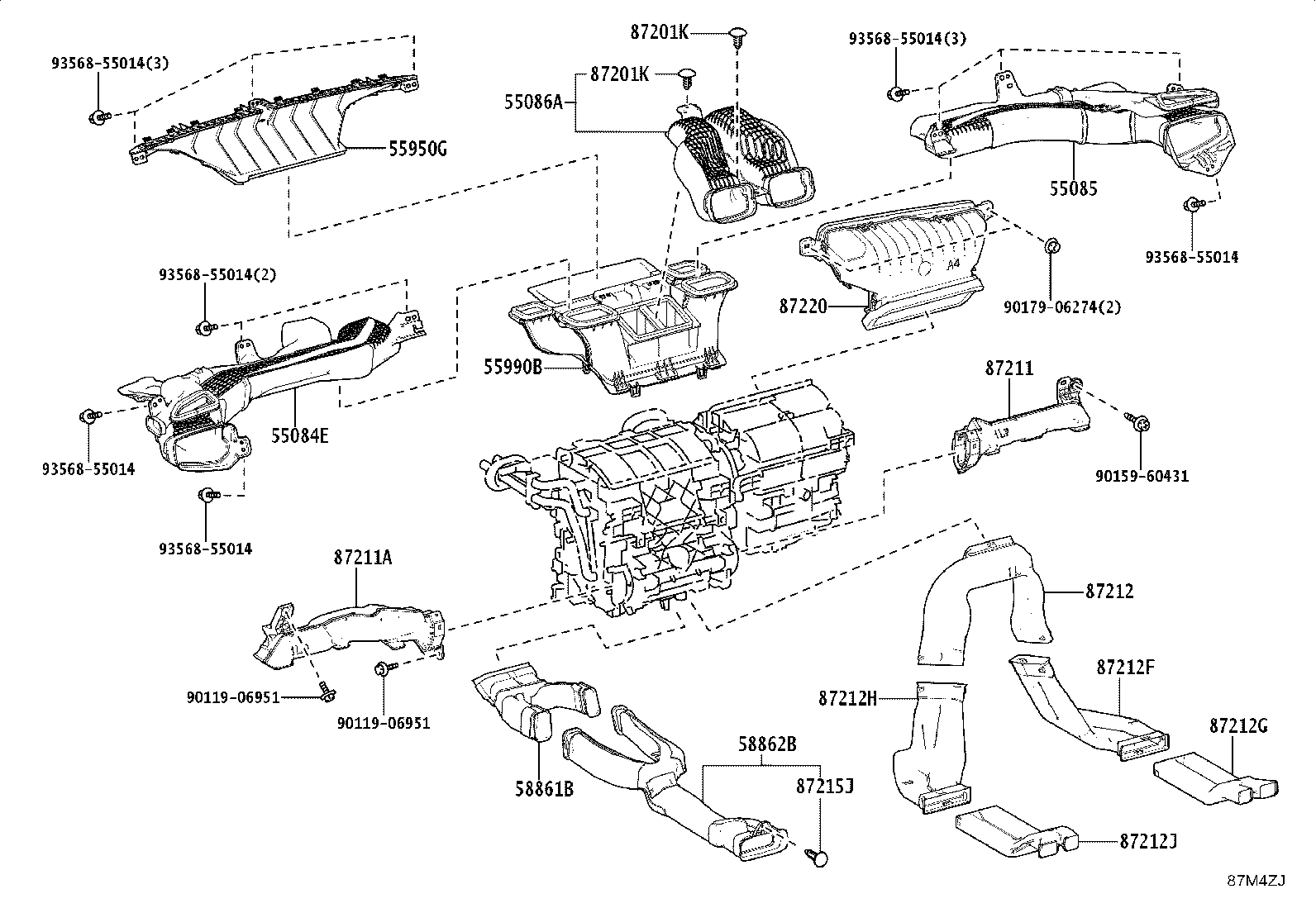 58862-16030 DUCT, CONSOLE BOX, NO.2 product image