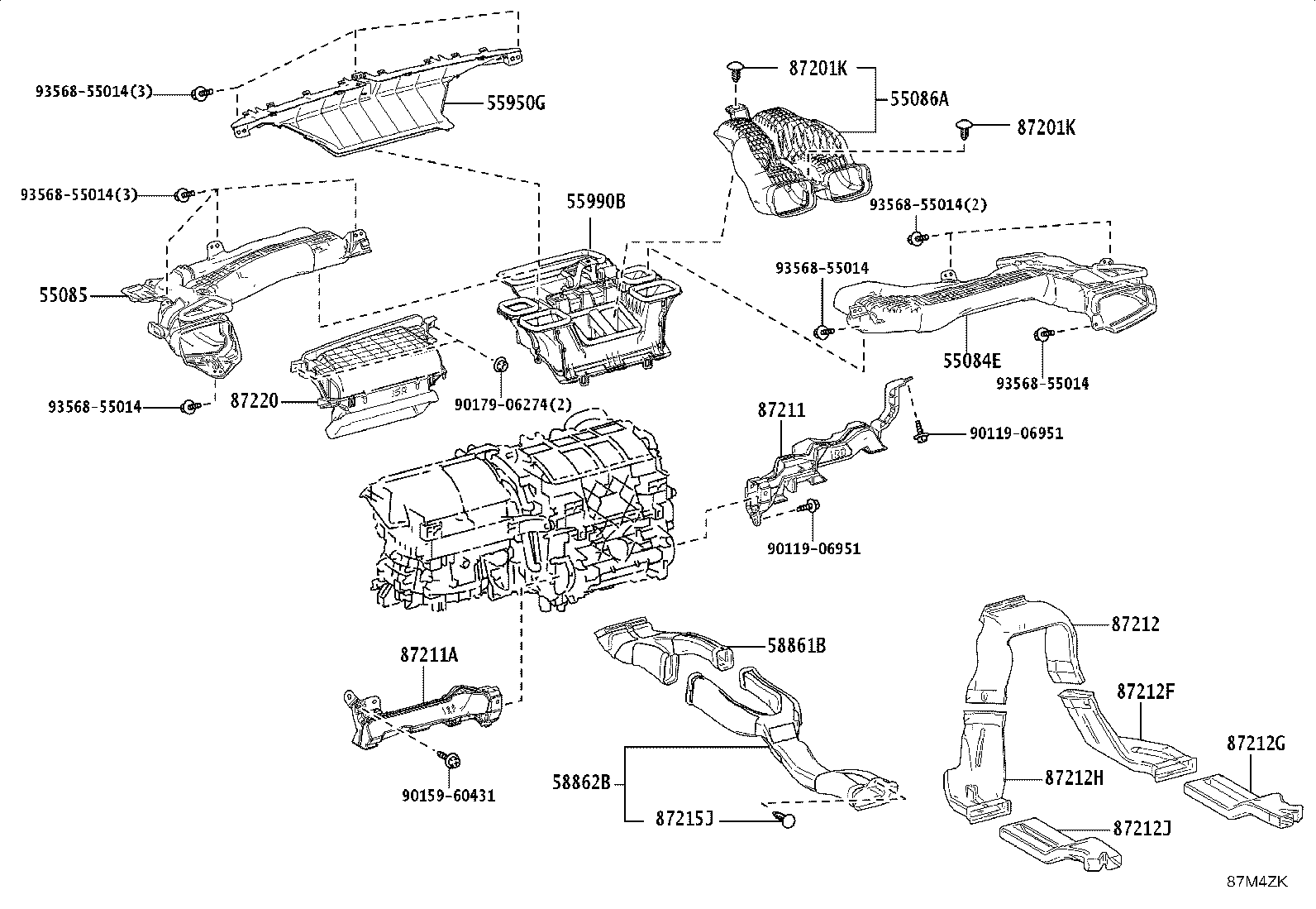 58862-16030 DUCT, CONSOLE BOX, NO.2 product image