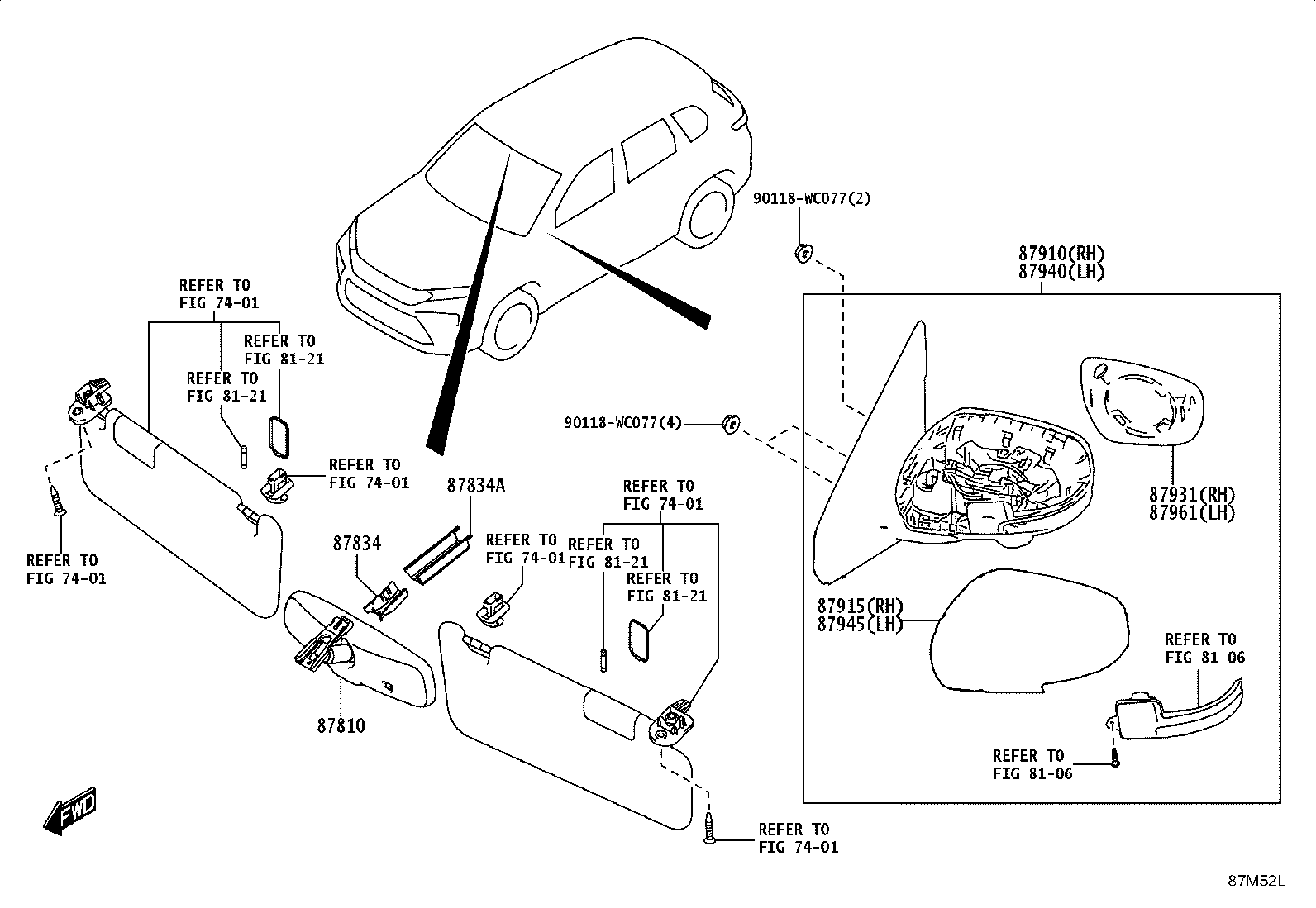 87931-WC009 OUTER MIRROR, RH product image