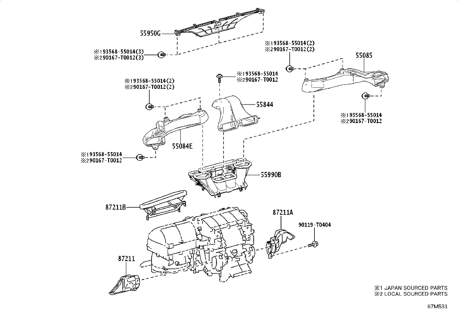 55084-KK080 DUCT SUB-ASSY, HEATER TO REGISTER, NO.2 product image