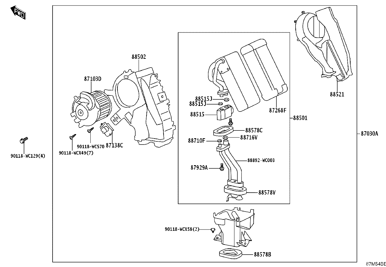 87103-WC033 MOTOR SUB-ASSY, BLOWER W/FAN product image