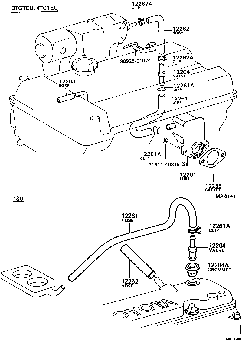 12203-41010 PIPE SUB-ASSY, VENTILATION product image