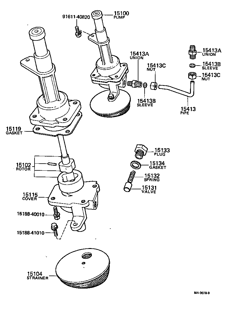 15103-31010 STRAINER SUB-ASSY, OIL product image