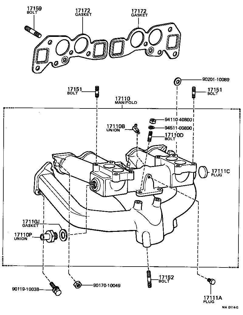 17172-10010 GASKET, MANIFOLD TO CYLINDER HEAD product image