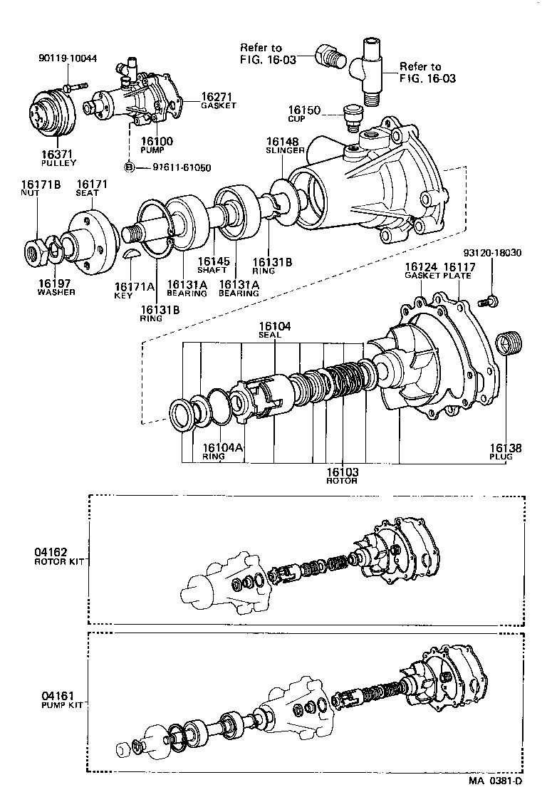 16100-76024 PUMP ASSY, ENGINE WATER product image