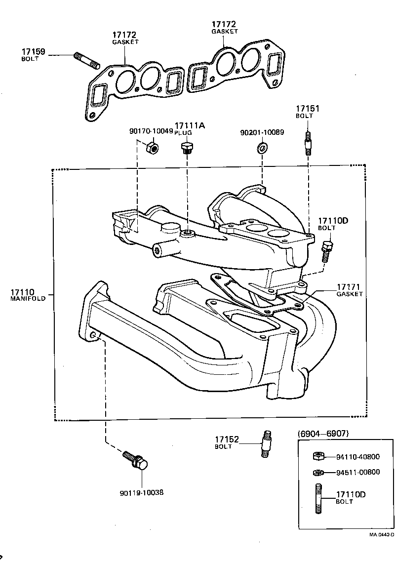 17172-10010 GASKET, MANIFOLD TO CYLINDER HEAD product image