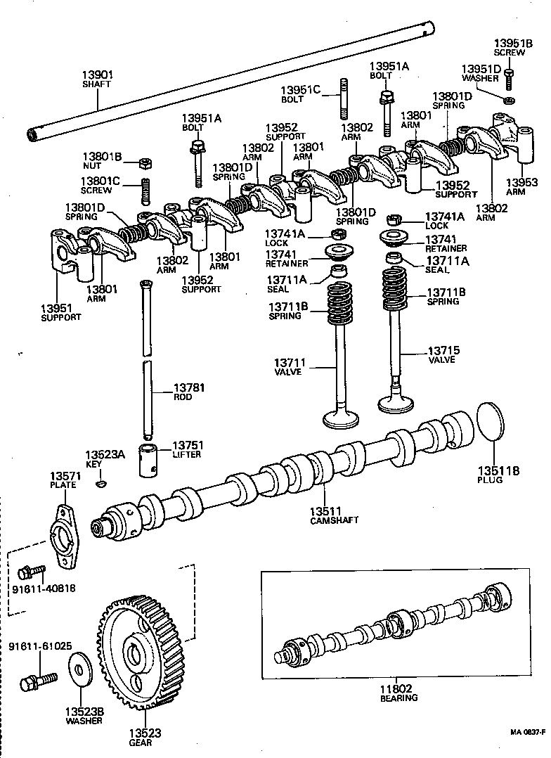 Toyota 13994-60010 BOLT, STUD(FOR ROCKER SUPPORT)
