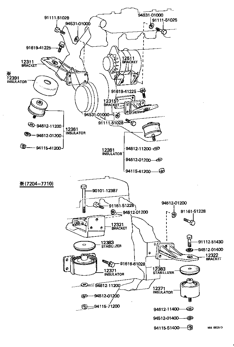 12311-60072 BRACKET, ENGINE MOUNTING, FRONT NO.1 RH product image