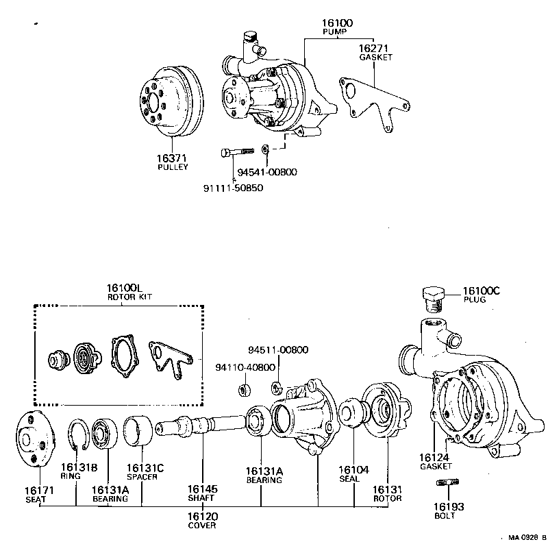 16104-51010 SEAL SET, WATER PUMP product image