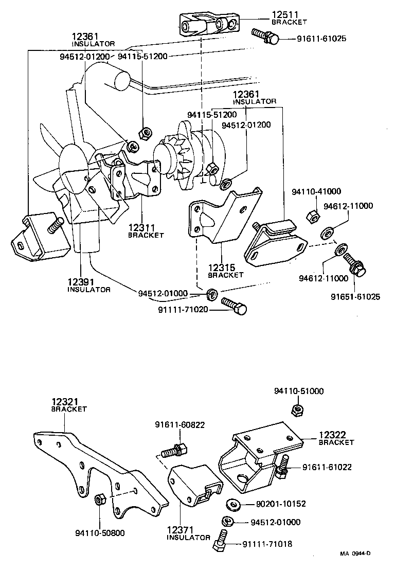 12303-44010 BRACKET, ENGINE MOUNTING, REAR, NO.1 product image