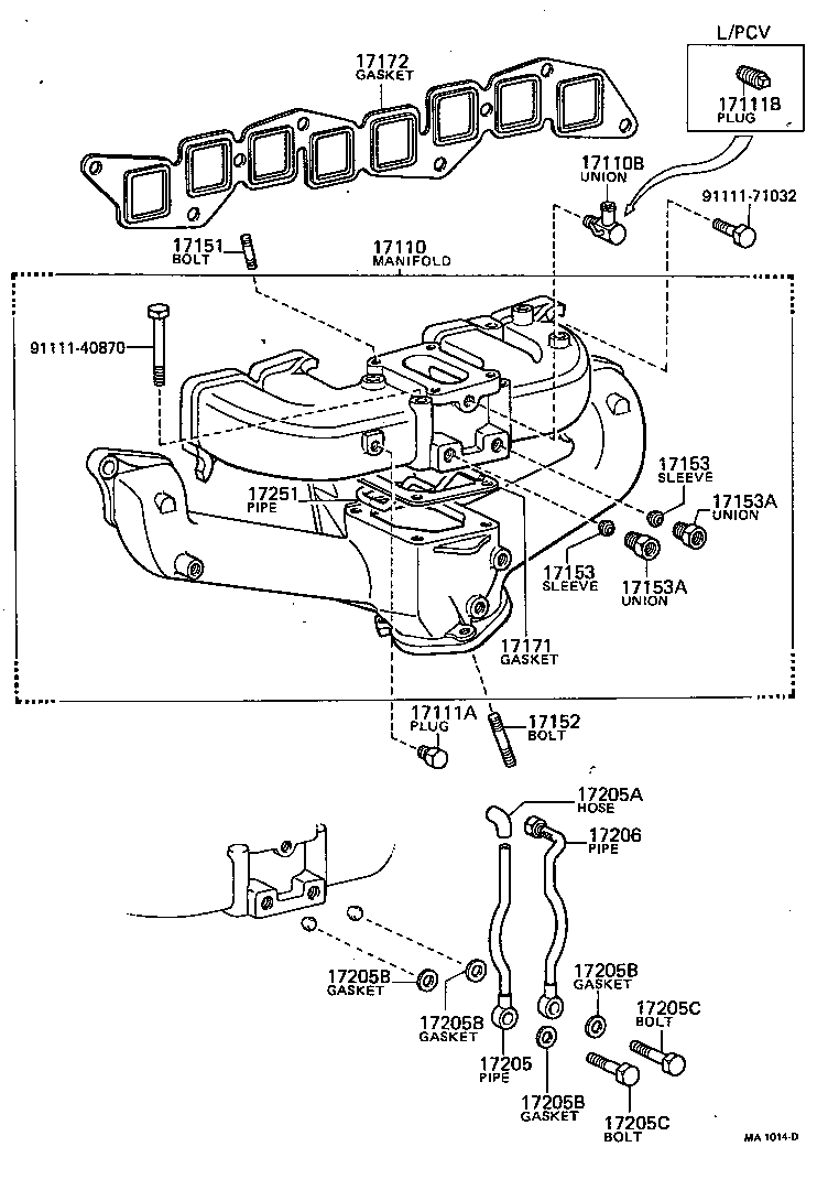 17172-31020 GASKET, MANIFOLD TO CYLINDER HEAD product image