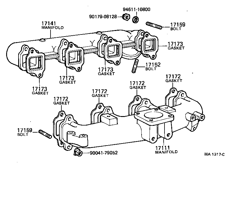 Toyota 17173-56010 GASKET, EXHAUST MANIFOLD TO HEAD