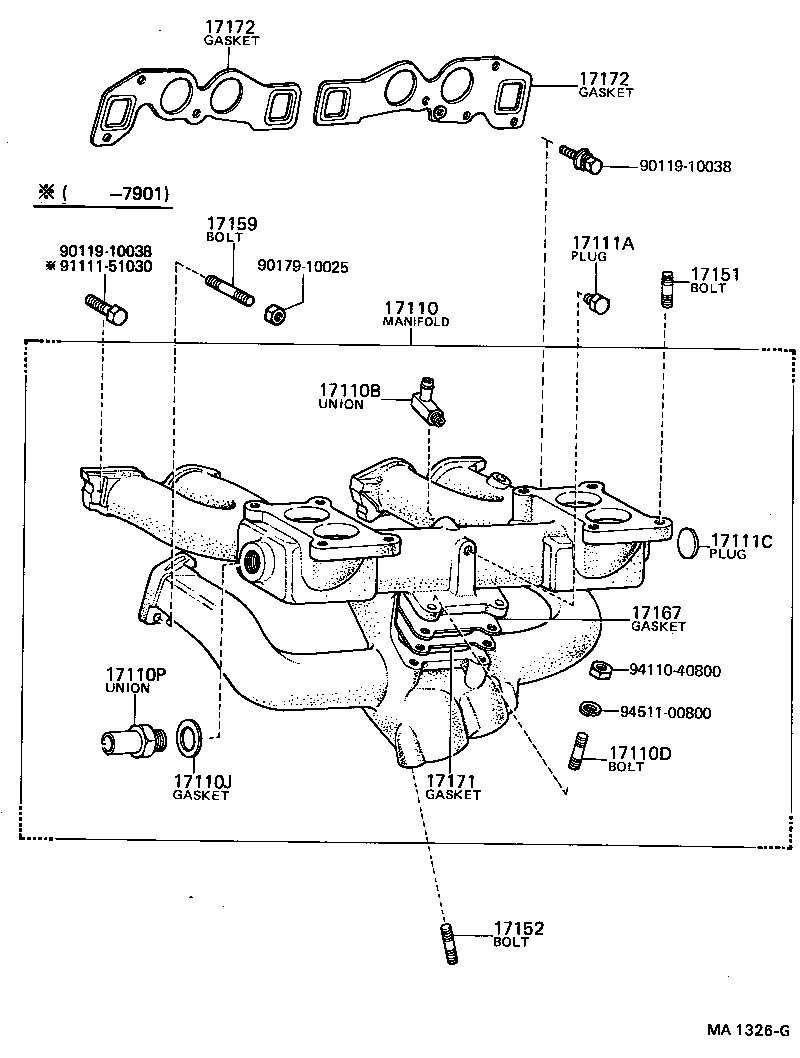 17172-10010 GASKET, MANIFOLD TO CYLINDER HEAD product image