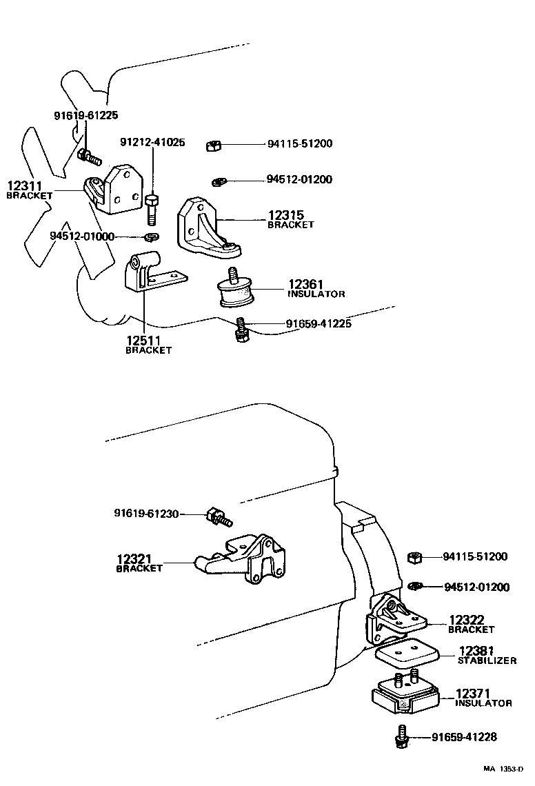 12311-77010 BRACKET, ENGINE MOUNTING, FRONT NO.1 RH product image