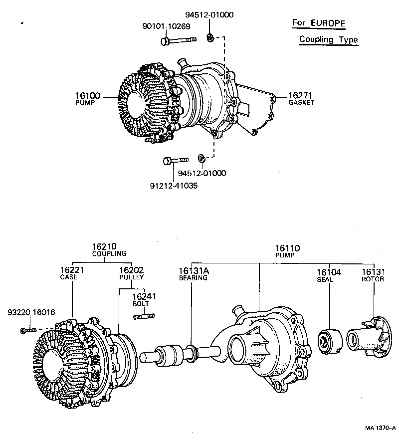 16104-51010 SEAL SET, WATER PUMP product image