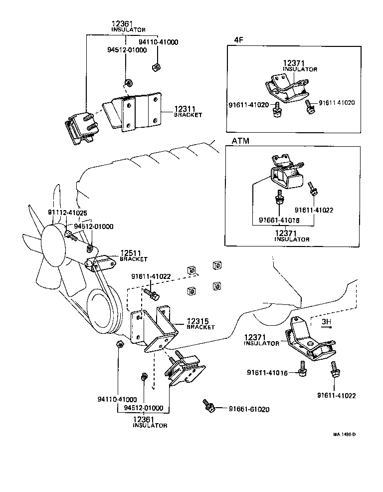 12361-49016 INSULATOR, ENGINE MOUNTING, FRONT product image