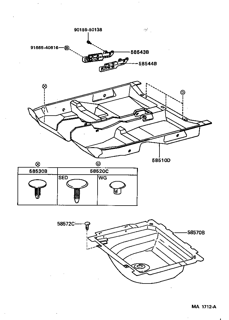 Toyota 58544-06010 BRACKET, FLOOR CARPET, LH