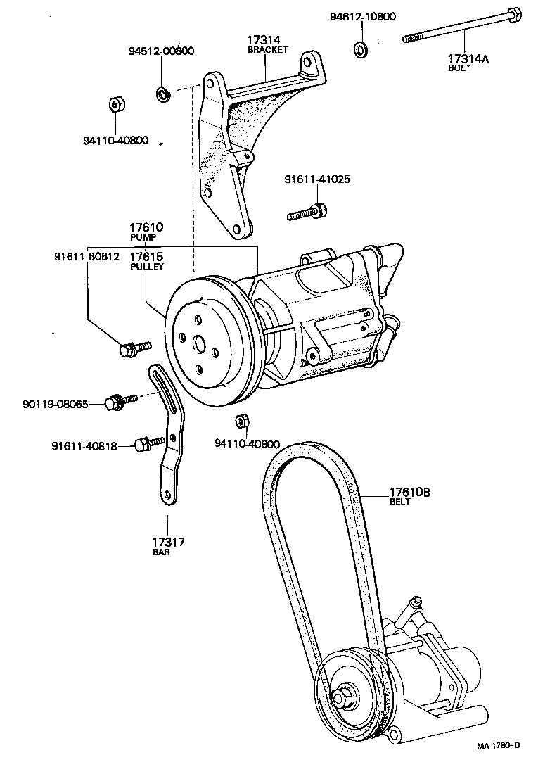 90101-08321 BOLT, HEXAGON(FOR AIR PUMP BRACKET SETTING) product image