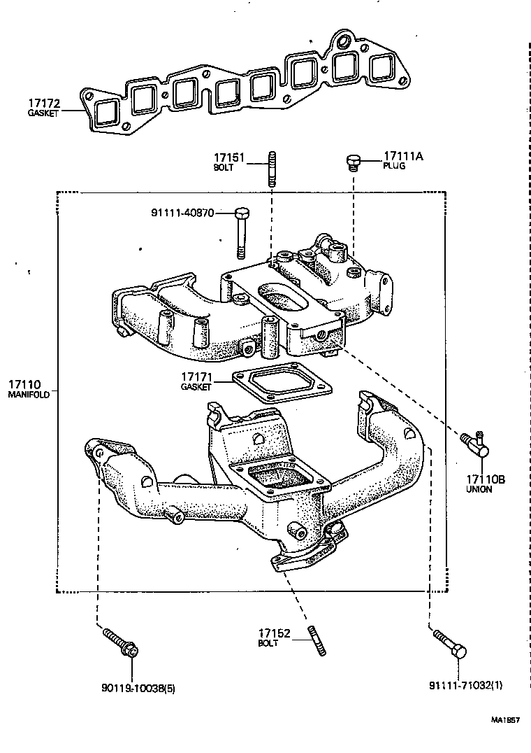 17172-31020 GASKET, MANIFOLD TO CYLINDER HEAD product image