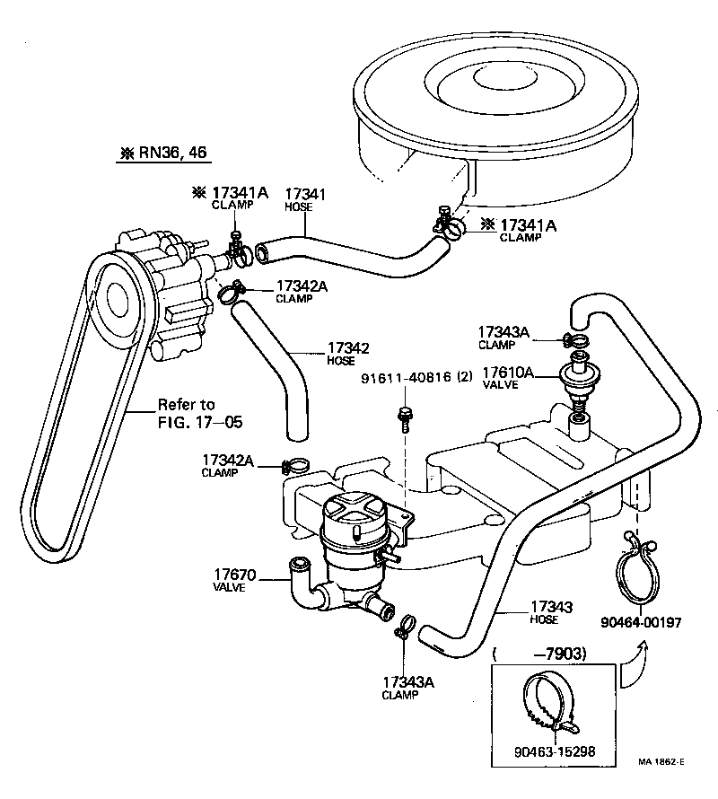 96112-10330 CLAMP OR CLIP, NO.1(FOR AIR INJECTION SYSTEM HOSE, NO.1) product image
