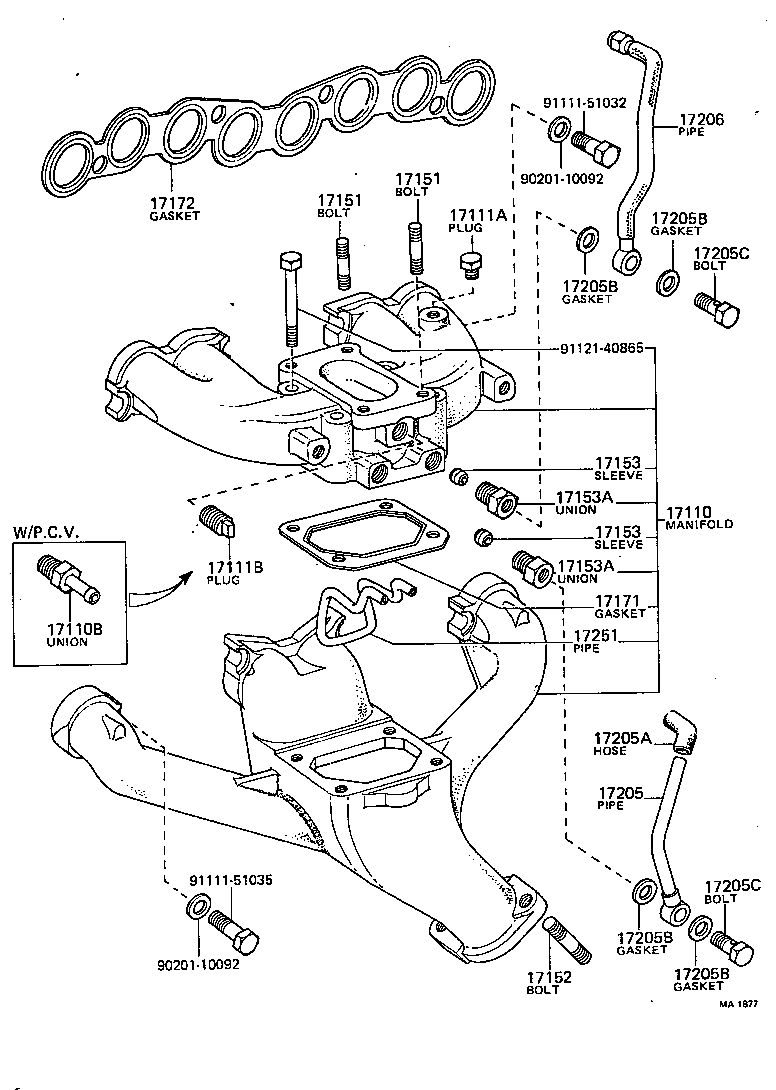 17172-31020 GASKET, MANIFOLD TO CYLINDER HEAD product image