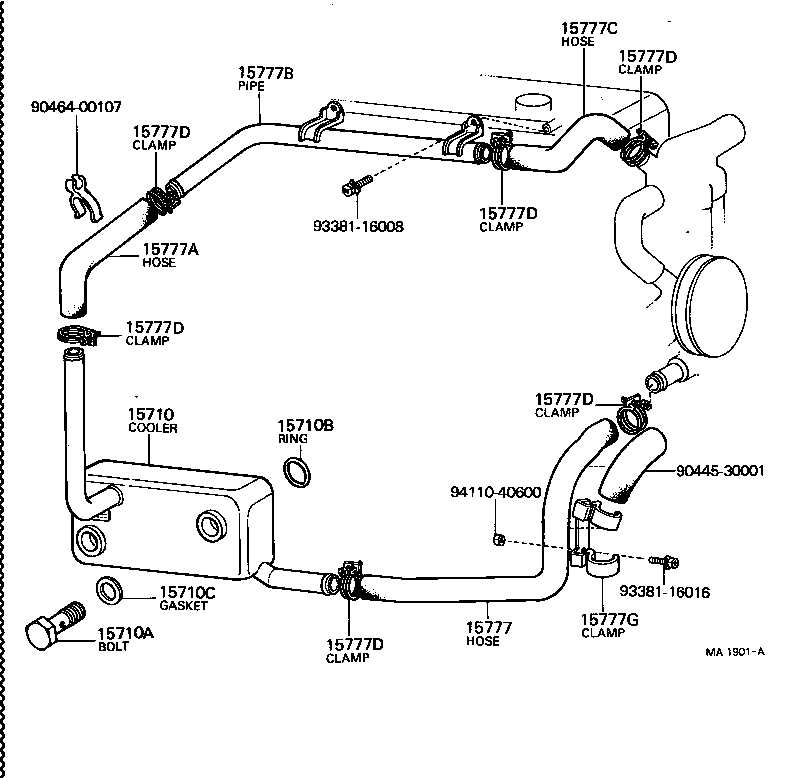 Toyota 15778-61010 HOSE, OIL COOLER