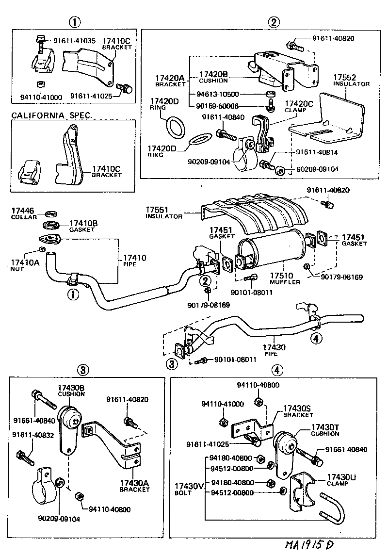17430-61090 PIPE ASSY, EXHAUST, TAIL product image