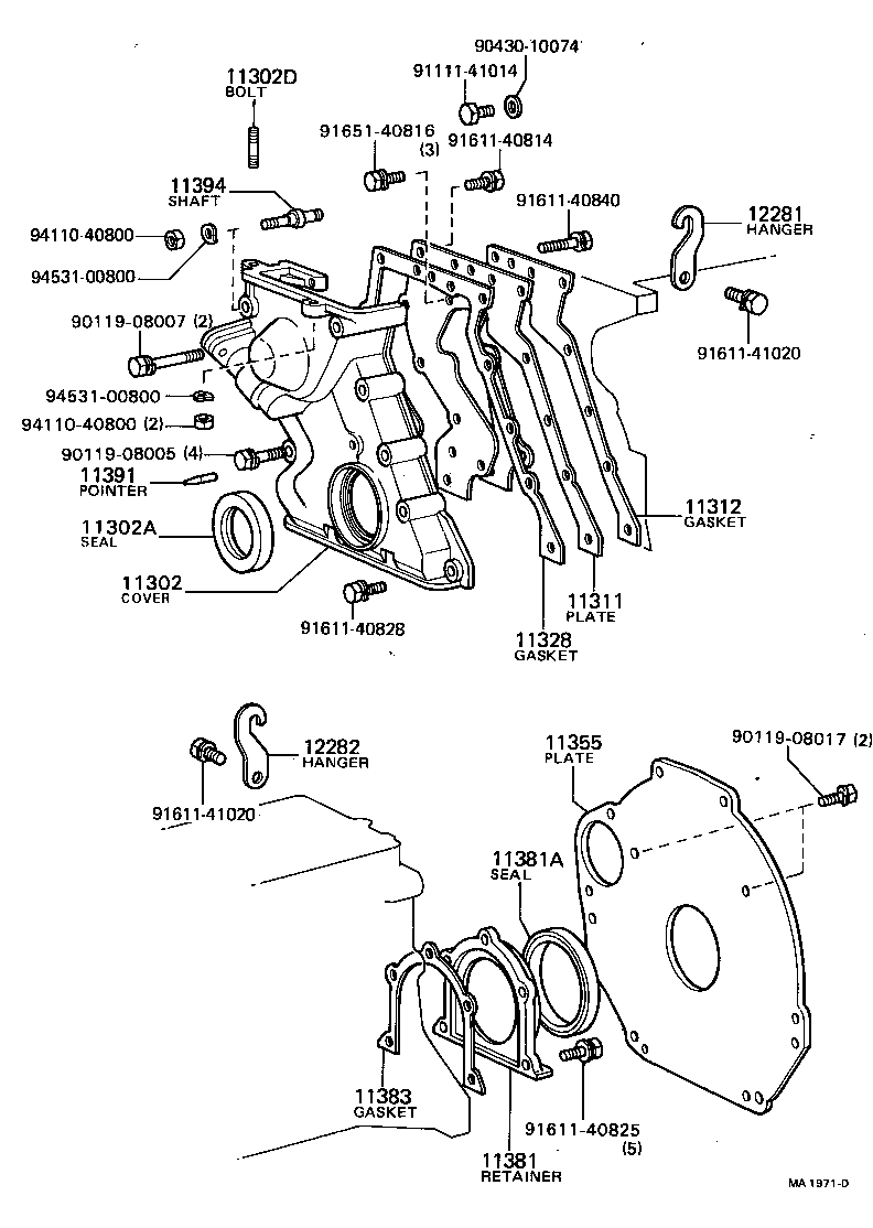90072-11619 BOLT, STUD(FOR TIMING GEAR COVER) product image