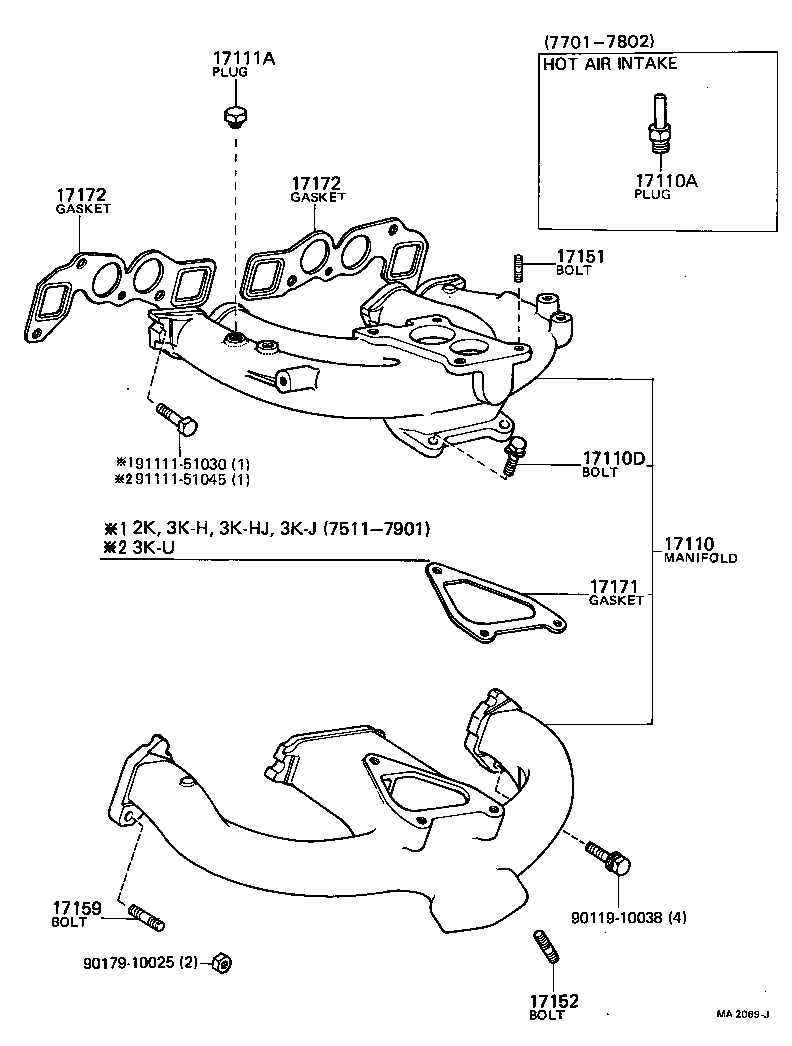 17172-10010 GASKET, MANIFOLD TO CYLINDER HEAD product image