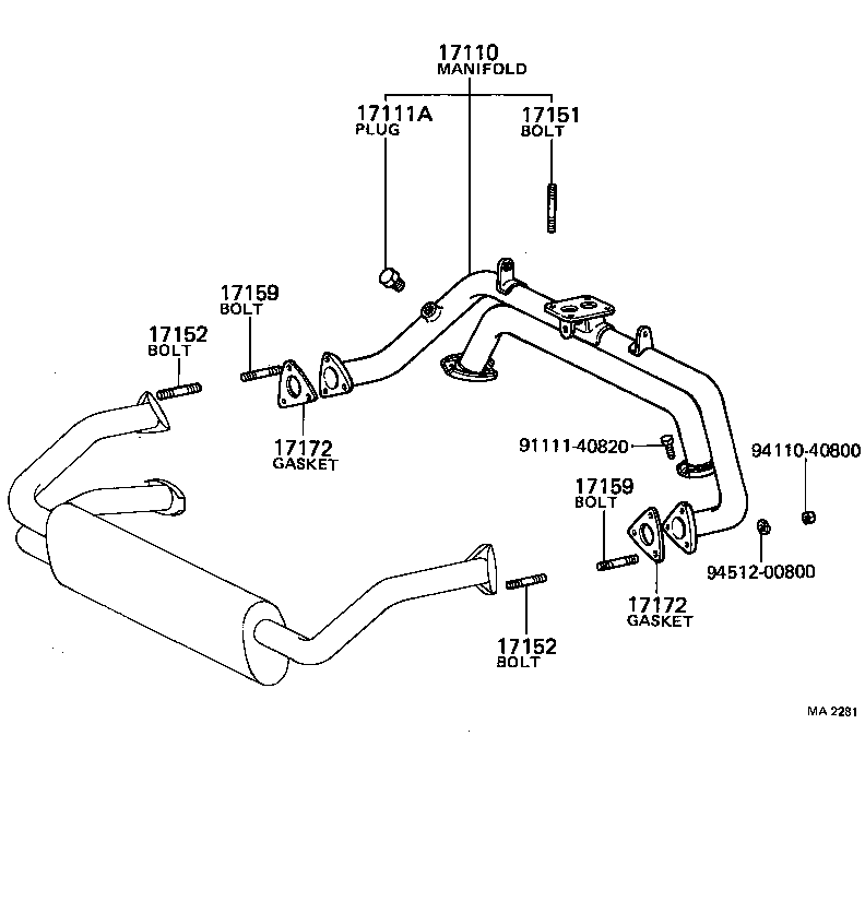 17172-10010 GASKET, MANIFOLD TO CYLINDER HEAD product image