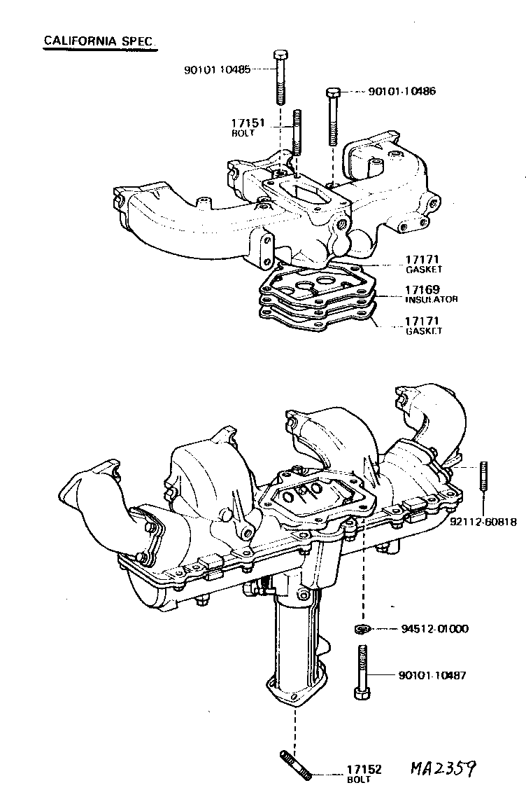 17172-61040 GASKET, MANIFOLD TO CYLINDER HEAD product image