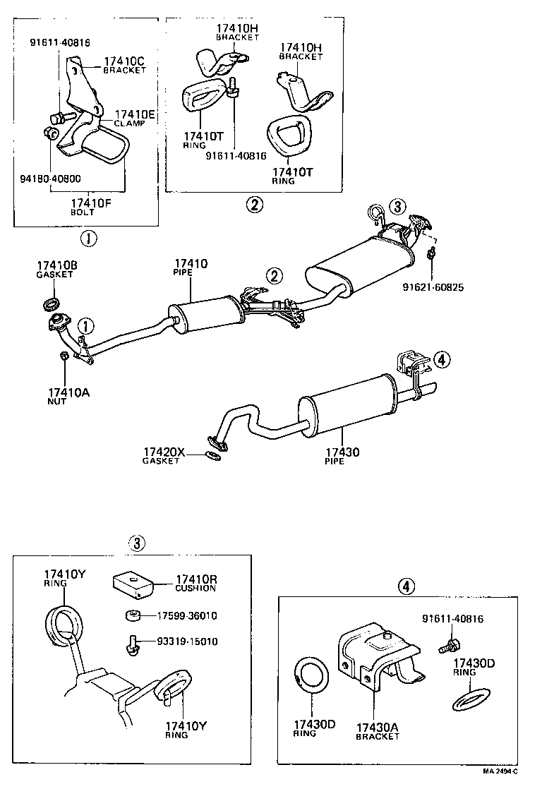 90118-10081 BOLT OR RING, EXHAUST PIPE FRONT (FOR CENTER) product image