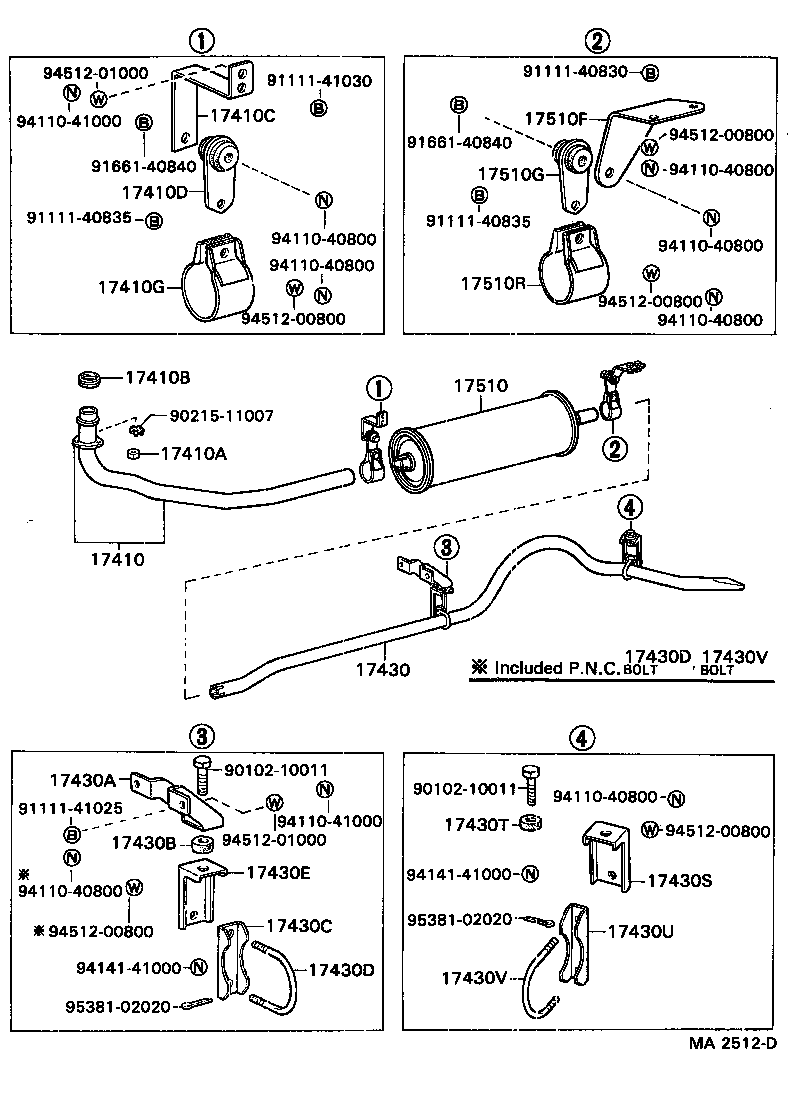 90117-08060 BOLT OR RING, EXHAUST PIPE FRONT (FOR FRONT) product image