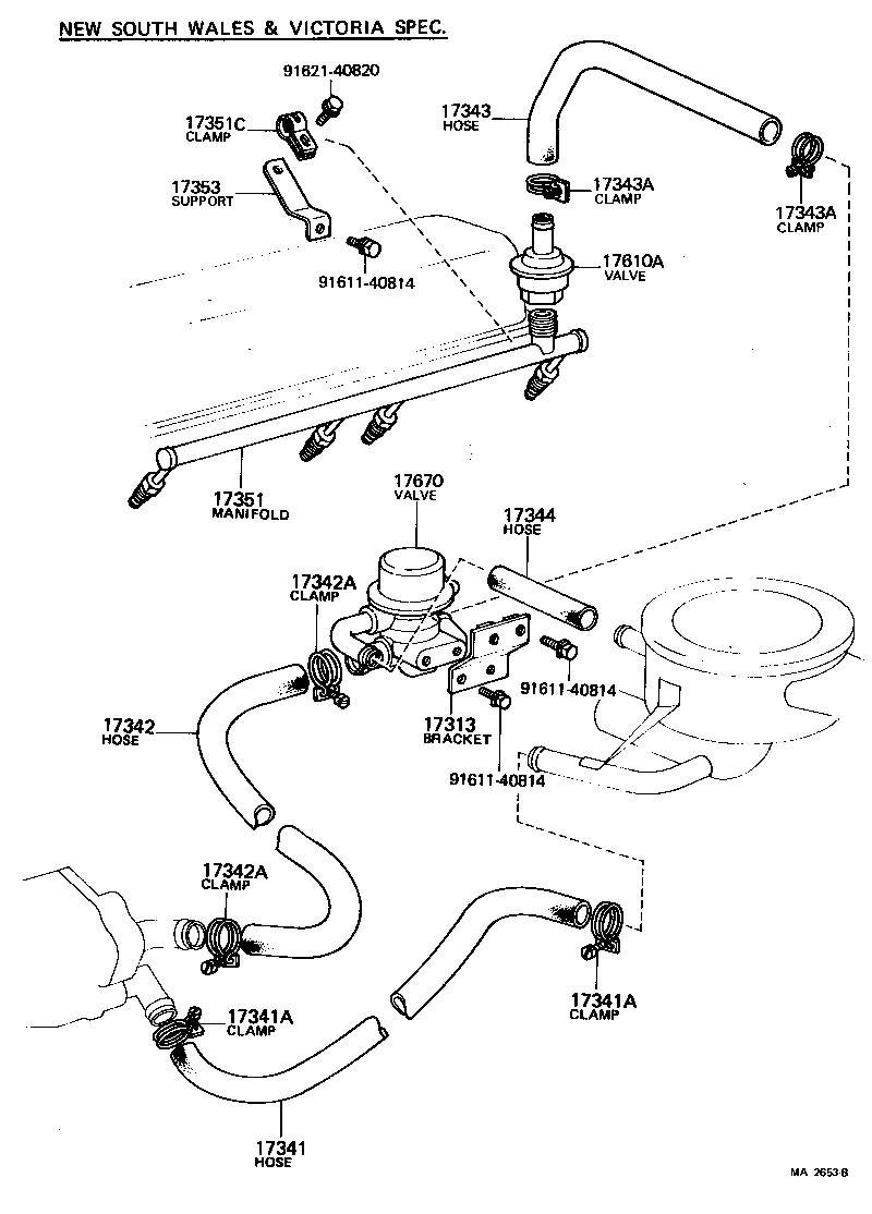 17342-31021 HOSE, NO.3(FOR AIR INJECTION SYSTEM) product image