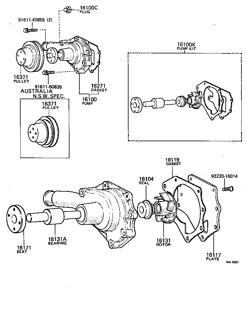 16100-39175 PUMP ASSY, ENGINE WATER product image
