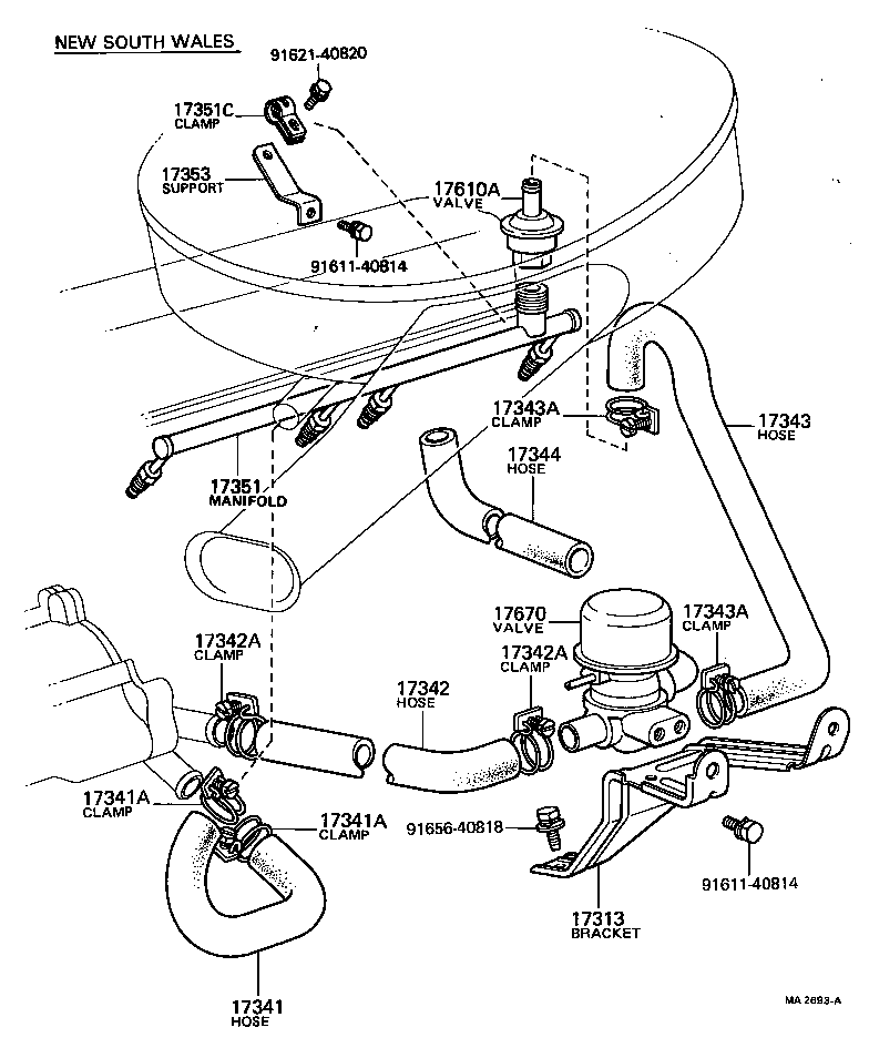 96112-10330 CLAMP OR CLIP, NO.1(FOR AIR INJECTION SYSTEM HOSE, NO.1) product image