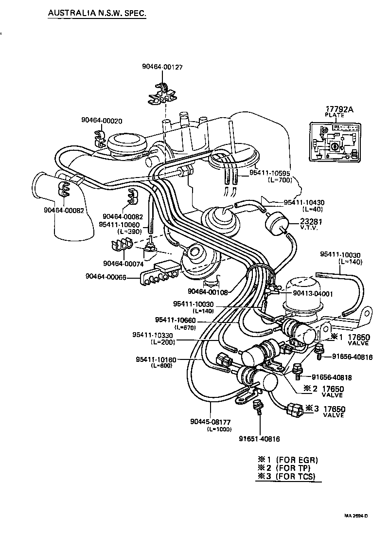 17792-34090 PLATE, ENGINE VACUUM HOSE INFORMATION product image