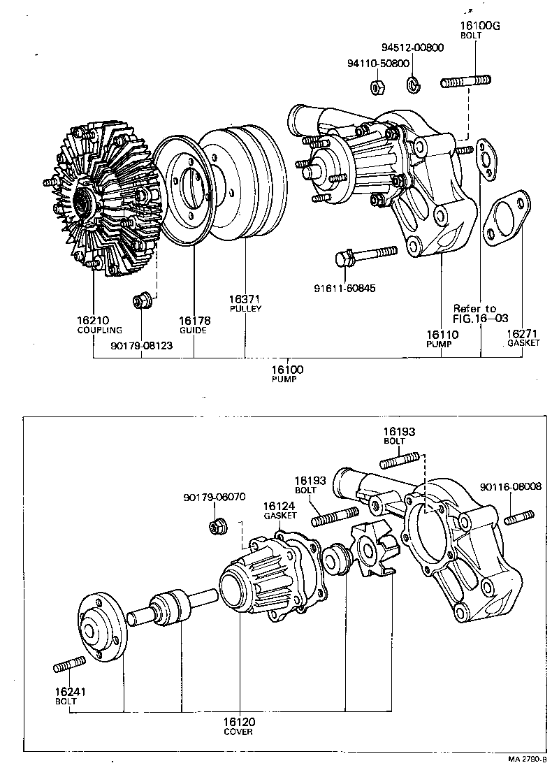 Toyota 16100-49566 PUMP ASSY, ENGINE WATER