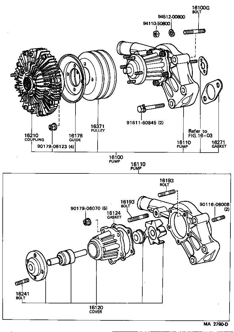 16100-49555 PUMP ASSY, ENGINE WATER product image