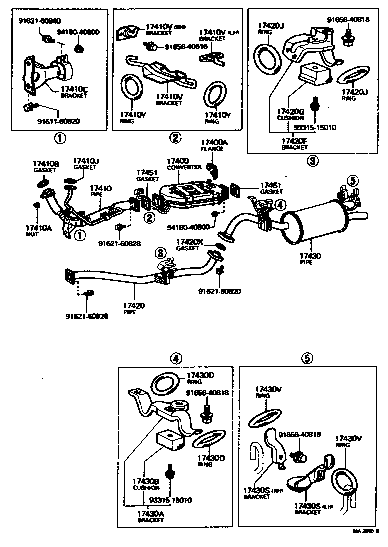 17420-45150 PIPE ASSY, EXHAUST, CENTER product image
