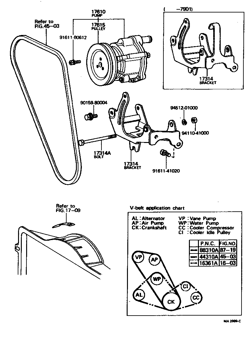 17314-45040 BRACKET, AIR PUMP product image