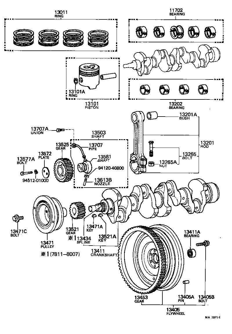 Toyota 13015-60040 RING SET, PISTON
