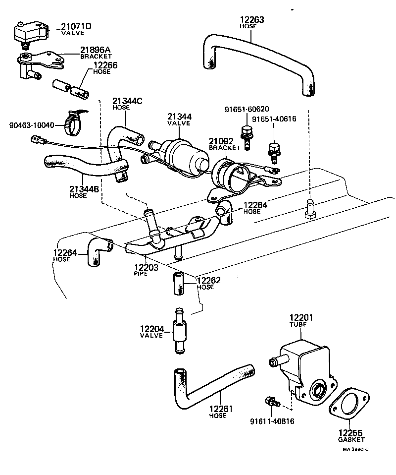 12204-28010 VALVE SUB-ASSY, VENTILATION product image