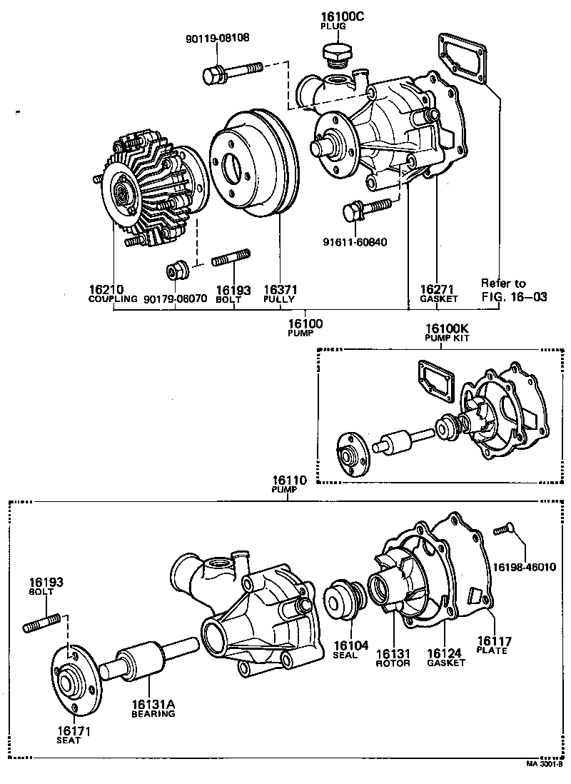 16100-49575 PUMP ASSY, ENGINE WATER product image
