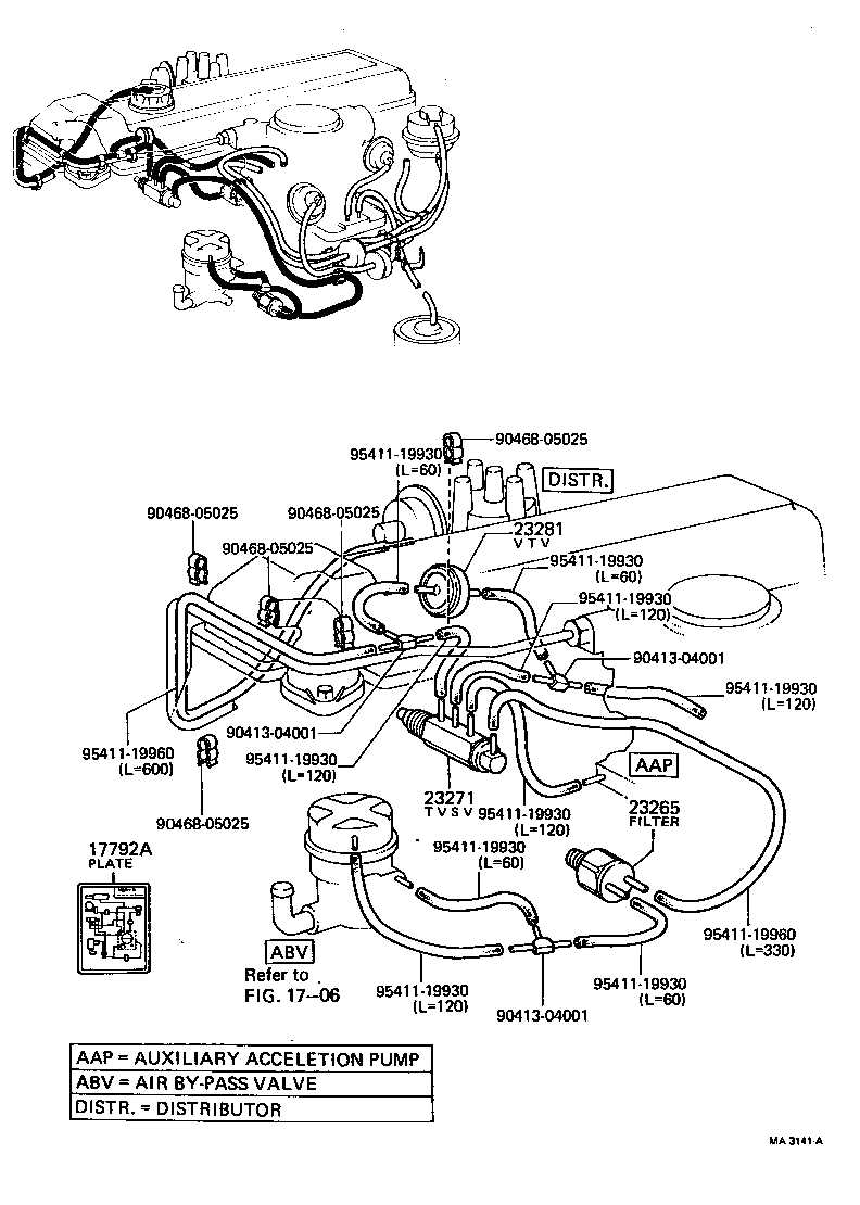 17792-34090 PLATE, ENGINE VACUUM HOSE INFORMATION product image