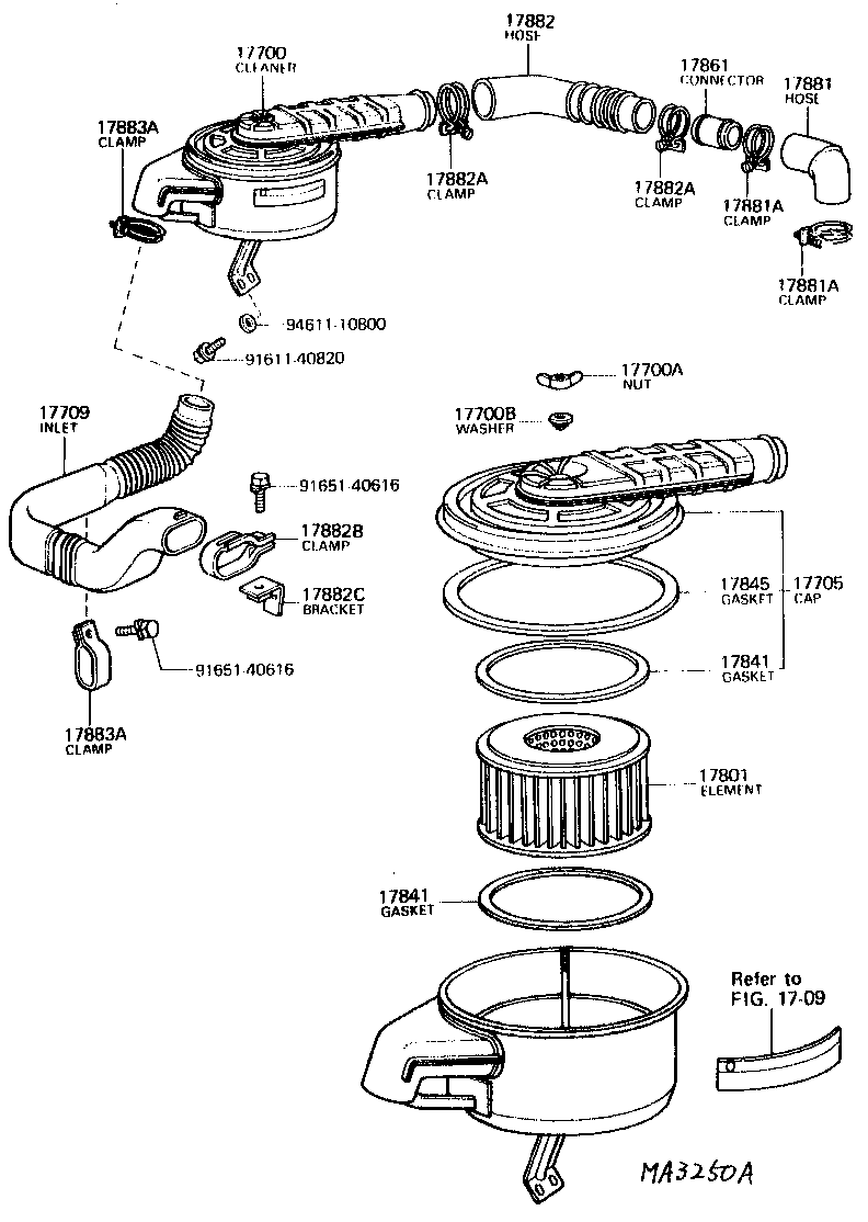 Toyota 17751-61010 INLET, AIR CLEANER, NO.1