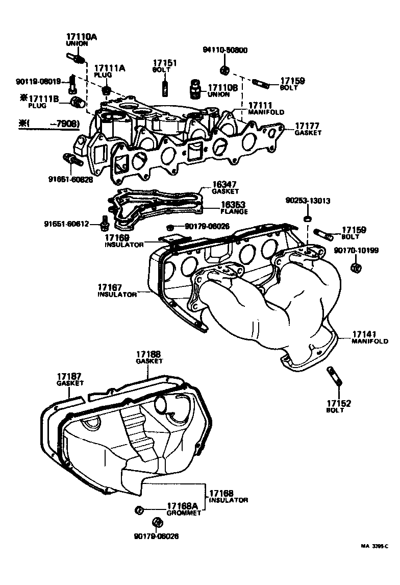 Toyota 17177-35010 GASKET, INTAKE MANIFOLD TO HEAD, NO.1