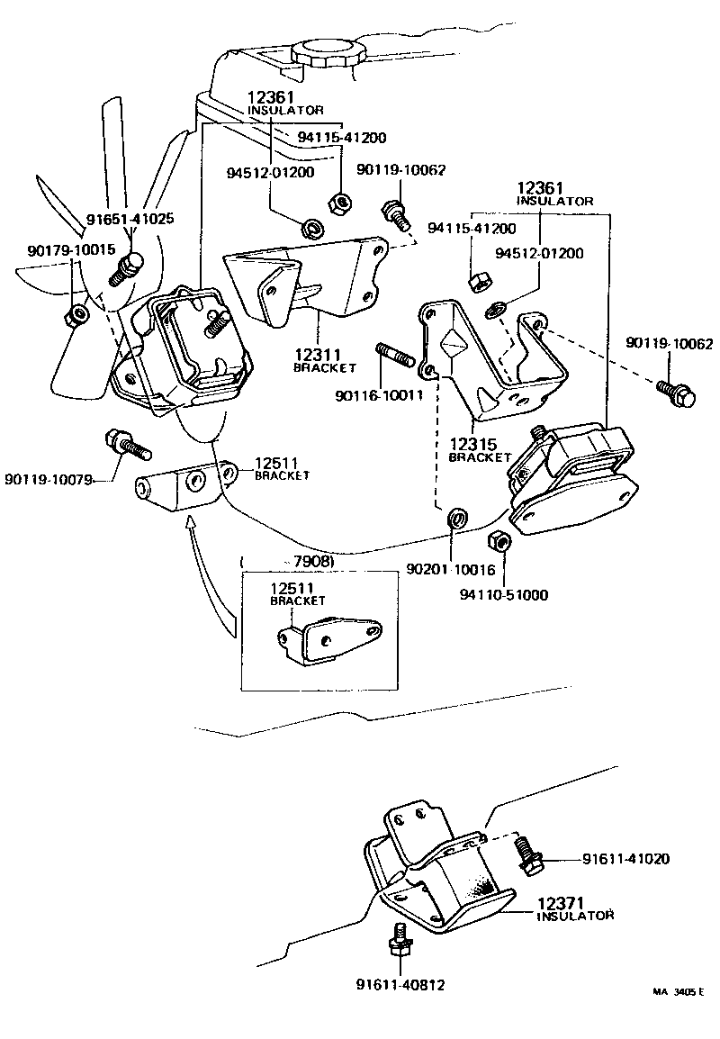 Toyota 12301-39015 BRACKET, ENGINE MOUNTING, FRONT NO.1 RH