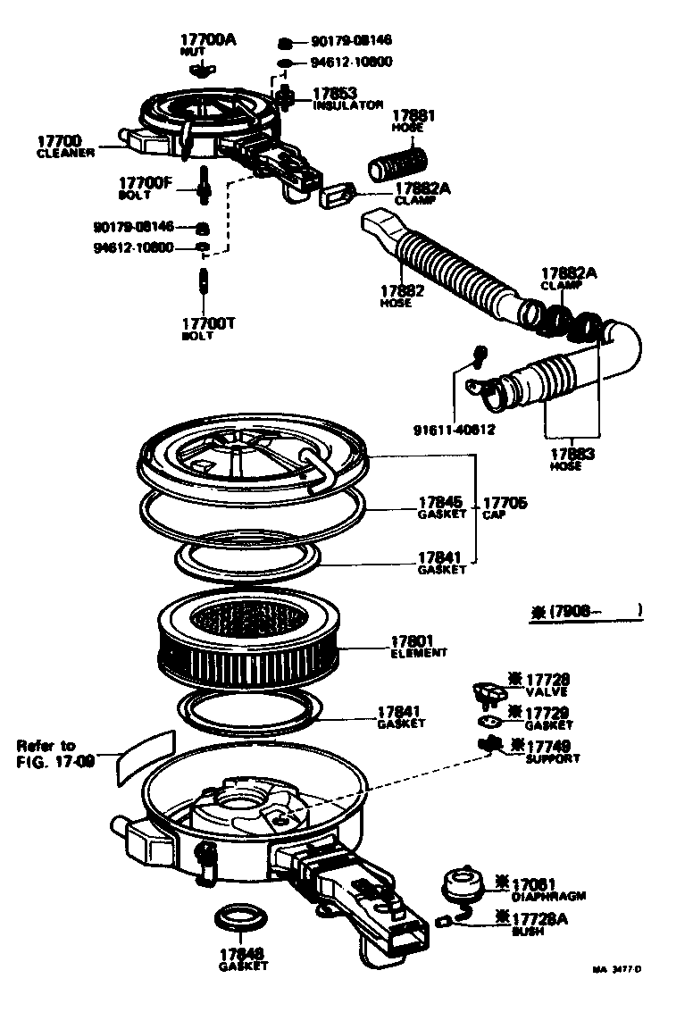 Toyota 17882-38050 HOSE, AIR CLEANER, NO.2