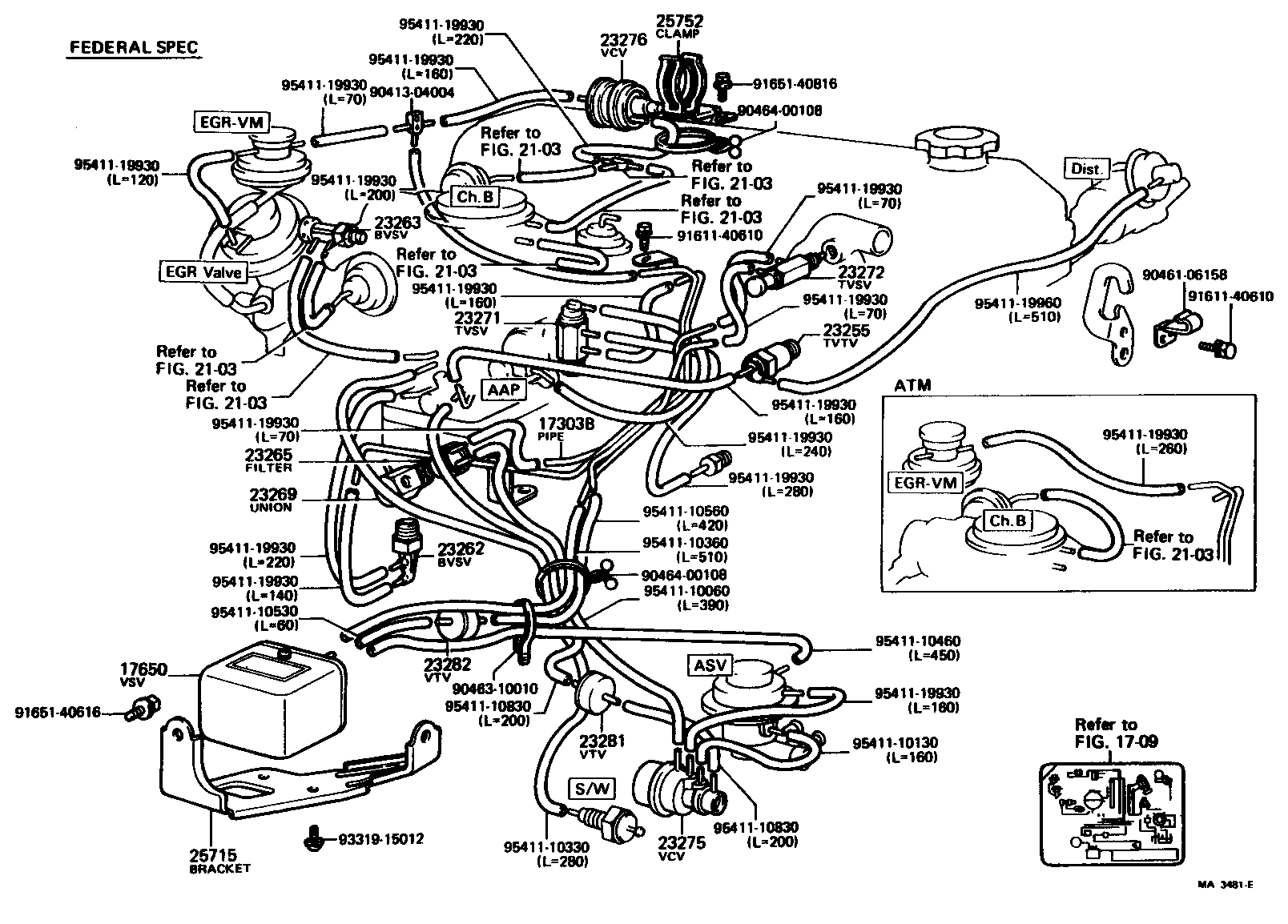 Toyota 89570-35150 VALVE ASSY, VACUUM SWITCHING
